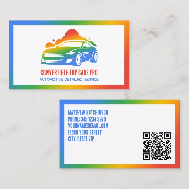 Detaljerad Anpassningsbar QR för färgämnen automat Visitkort (Fram/baksida)