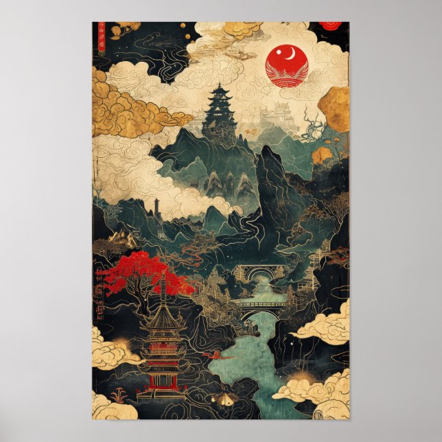 Detaljerad Asia Road Karta Poster (Framsidan)