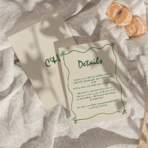 Detaljerad återro-handskriven Whimsical Grönt Bröl Tilläggskort