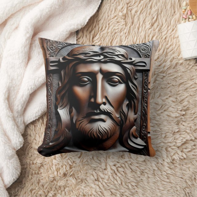 Detaljerad bärgning av Jesus på en stenbakgrund Kudde (Filt)