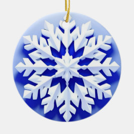 Detaljerad blå snöflinga julgransprydnad keramik