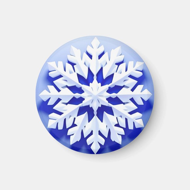 Detaljerad Blå Snöflinga Magnet (Framsidan)