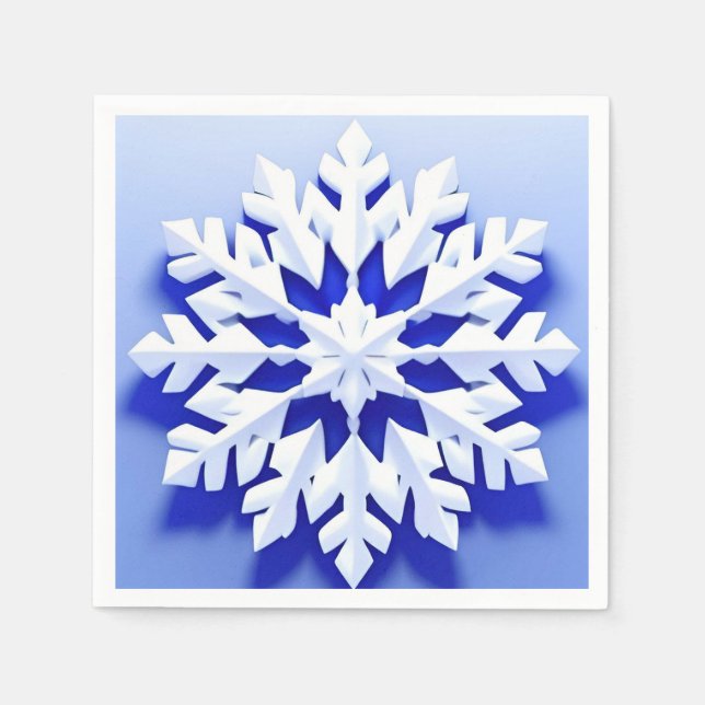 Detaljerad Blå Snöflinga Pappersservett (Framsidan)