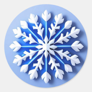 Detaljerad Blå Snöflinga Runt Klistermärke