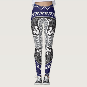 Detaljerad Blommigt Scarf Paisley-design Leggings