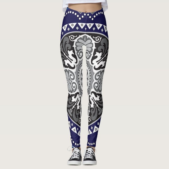 Detaljerad Blommigt Scarf Paisley-design Leggings (Framsida)