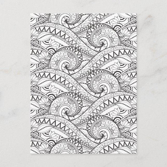 Detaljerad Blommönster Doodle Vykort (Framsida)