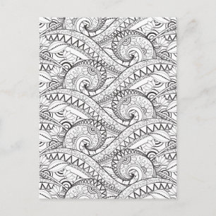 Detaljerad Blommönster Doodle Vykort