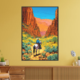 Detaljerad Cowboy Art Copper Canyon Design Canvastryck