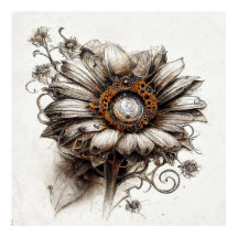 Detaljerad Daisy för Steampunk Skiss i Poster penn