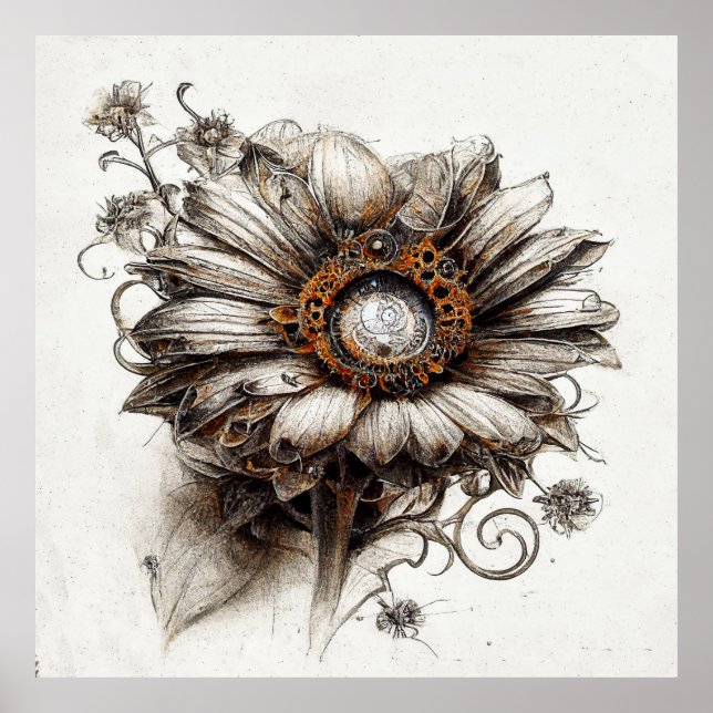 Detaljerad Daisy för Steampunk Skiss i Poster penn (Framsidan)