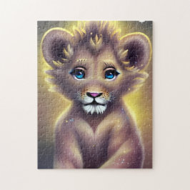 Detaljerad Fantasy Cute Kawaii baby lejonare unge Pussel
