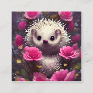 Detaljerad Fantasy Cute Kawaii Valentine Hedgehog Fyrkantigt Visitkort