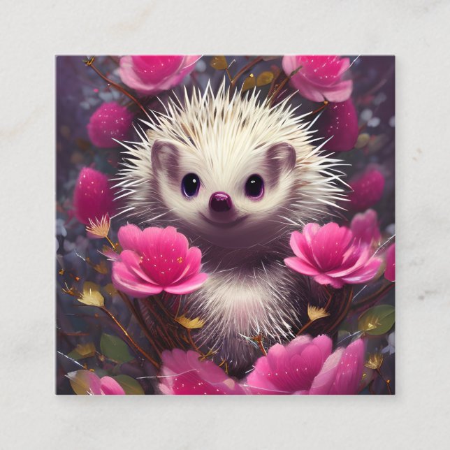 Detaljerad Fantasy Cute Kawaii Valentine Hedgehog Fyrkantigt Visitkort (Framsida)
