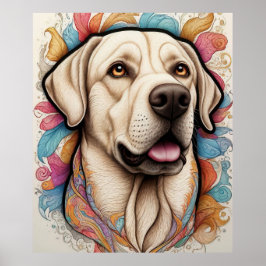 Detaljerad Fantasy Labrador Retriever Art Poster