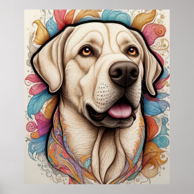 Detaljerad Fantasy Labrador Retriever Art Poster (Framsidan)