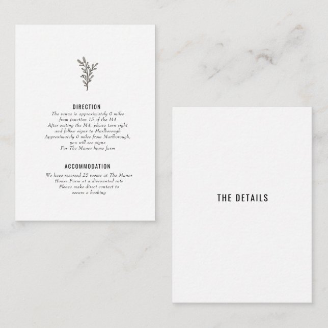 Detaljerad festreception inklusionskort tilläggskort (Fram/baksida)