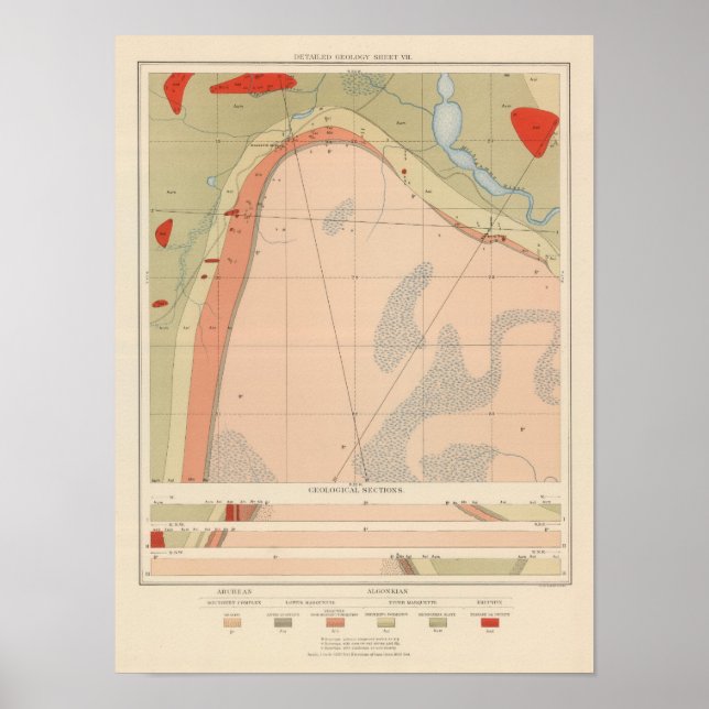 Detaljerad geologi Lakan VII Poster (Framsidan)