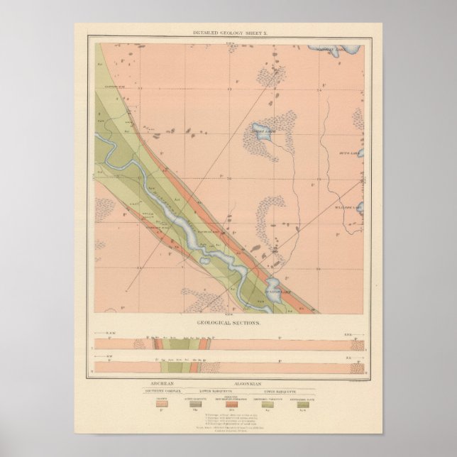 Detaljerad geologi Lakan X Poster (Framsidan)