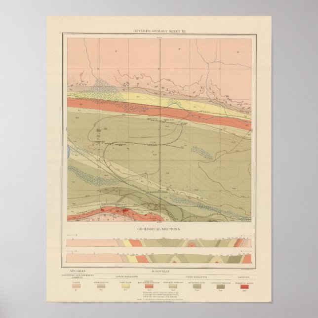 Detaljerad geologi Lakan XII Poster (Framsidan)