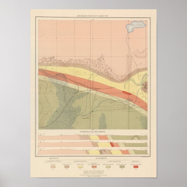 Detaljerad geologi Lakan XV Poster (Framsidan)