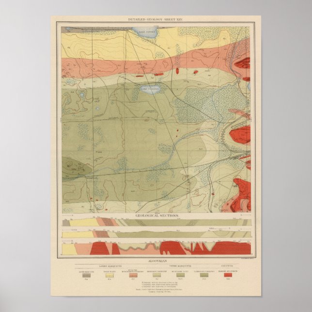 Detaljerad geologi Lakan XXV Poster (Framsidan)