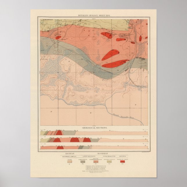 Detaljerad geologi Lakan XXVI Poster (Framsidan)