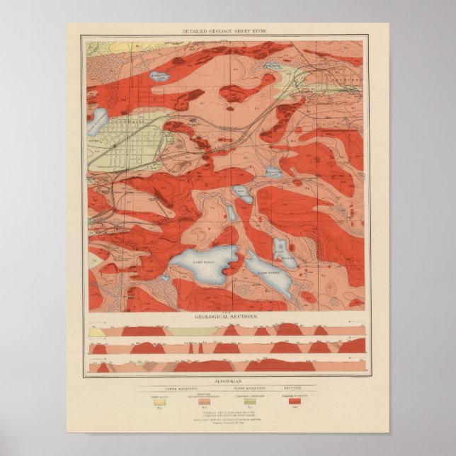 Detaljerad geologi Lakan XXVIII Poster (Framsidan)