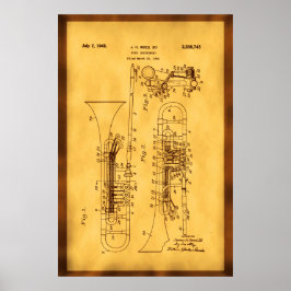 Detaljerad Hi res Trombone Patent art Poster