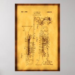 Detaljerad Hi res Trombone Patent art Poster