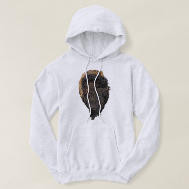 Detaljerad illustration av en amerikansk Bison Hea Hoodie (Design framsida)