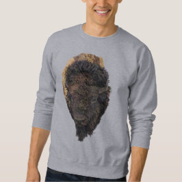 Detaljerad illustration av en amerikansk Bison Hea Lång Ärmad Tröja