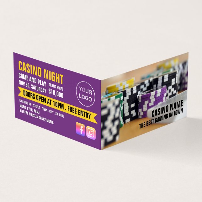 Detaljerad information om Casino Chip, Casino Mana Visitkort (Utsida)