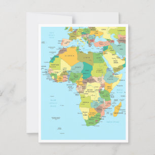 Detaljerad karta i Afrika Continent Vykort