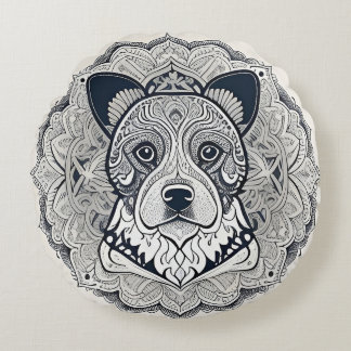 Detaljerad linjeartikel för hund rund kudde