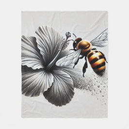 Detaljerad makrovy för en honungsbin fleecefilt