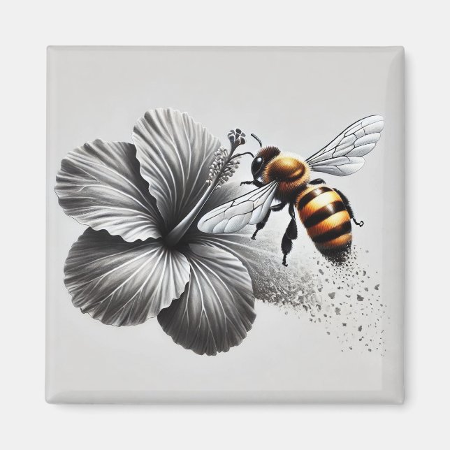 Detaljerad makrovy för en honungsbin magnet (Framsidan)