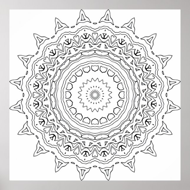 Detaljerad Mandala-färgsida med hjärtmotiv Poster (Framsidan)