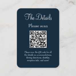 Detaljerad QR-kod för enkel modern marin blå Bröll Tilläggskort