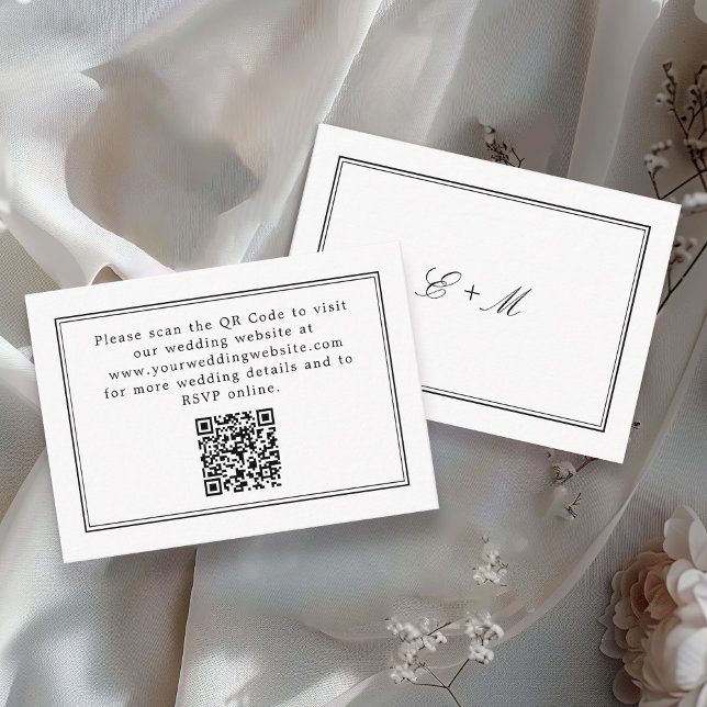 Detaljerad QR-kod för enkel vit Elegant bröllop Tilläggskort (Skapare uppladdad)