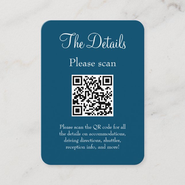 Detaljerad QR-kod för enkelt Bröllop i havet, blåt Tilläggskort (Framsida)