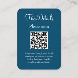 Detaljerad QR-kod för enkelt Bröllop i havet, blåt Tilläggskort