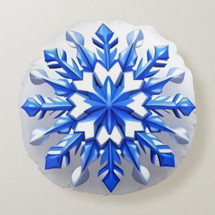 Detaljerad snöfledesign rund kudde