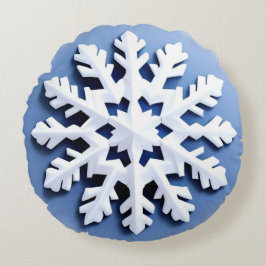 Detaljerad Snöflinga Ornament Rund Kudde