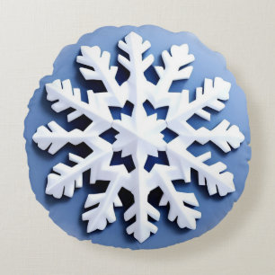 Detaljerad Snöflinga Ornament Rund Kudde