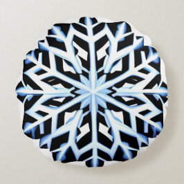 Detaljerad Snöflinga Ornament Rund Kudde