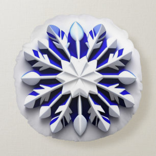 Detaljerad snöflingaornament rund kudde