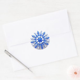Detaljerad Snowflake-design Runt Klistermärke