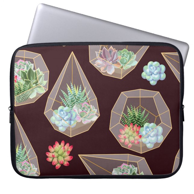 Detaljerad suckuskulär kaktus Sömlös Mönster Laptop Fodral (Framsidan)