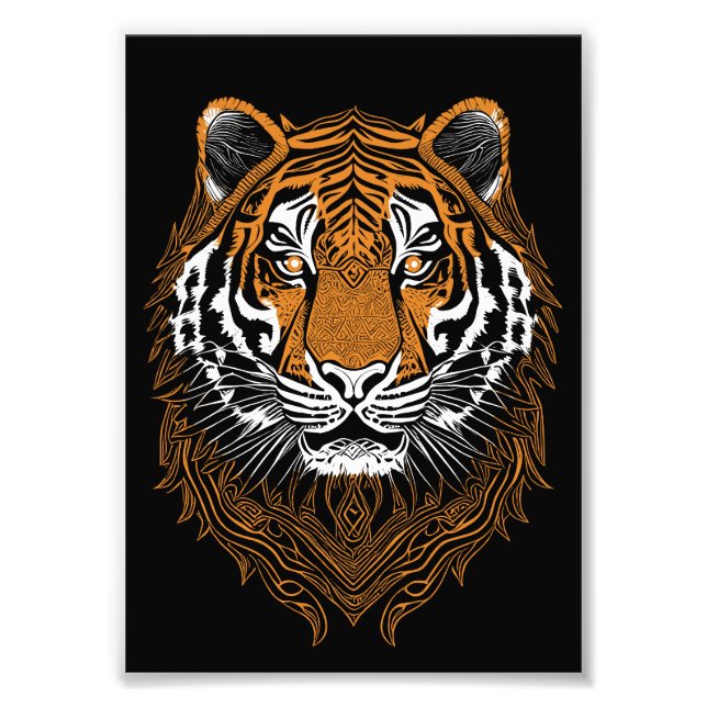 Detaljerad Tiger Ansikte Fototryck (Framsidan)
